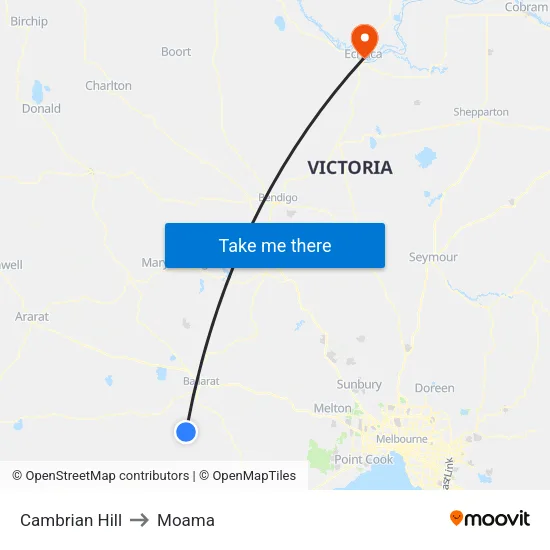 Cambrian Hill to Moama map