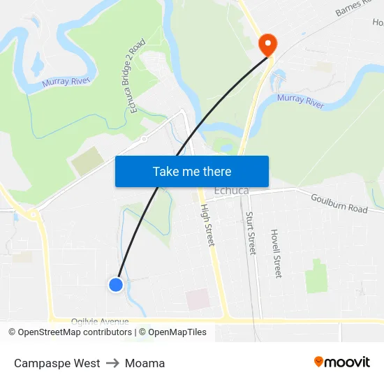 Campaspe West to Moama map