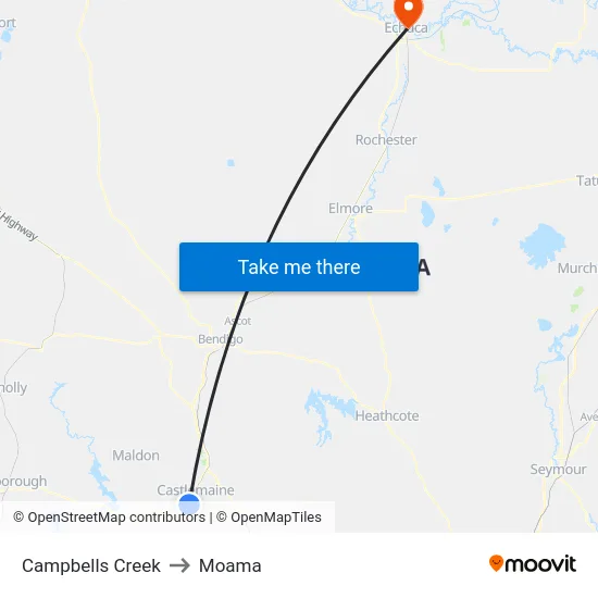 Campbells Creek to Moama map