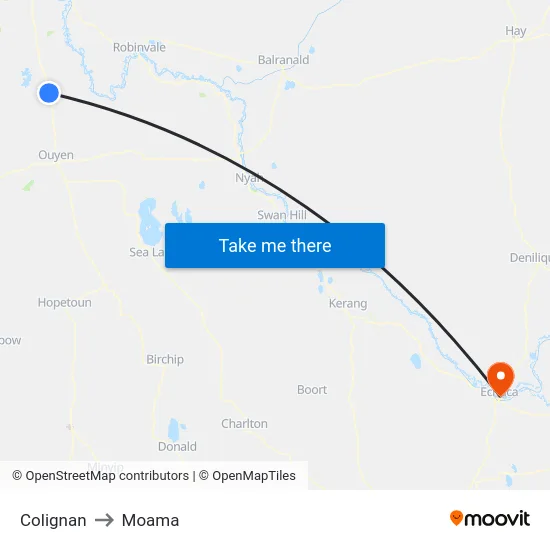 Colignan to Moama map