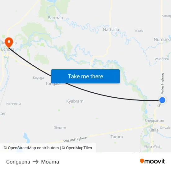Congupna to Moama map