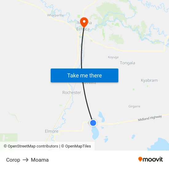 Corop to Moama map