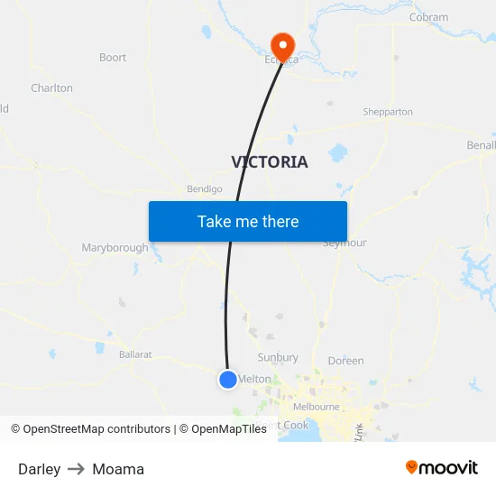 Darley to Moama map