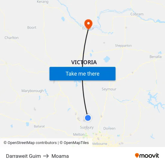 Darraweit Guim to Moama map