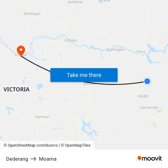 Dederang to Moama map