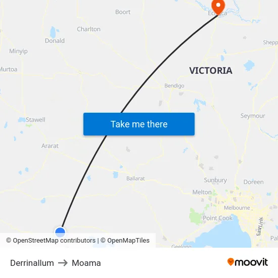 Derrinallum to Moama map