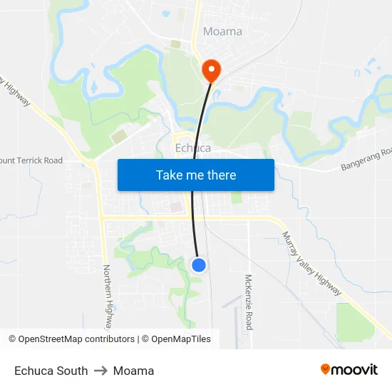Echuca South to Moama map