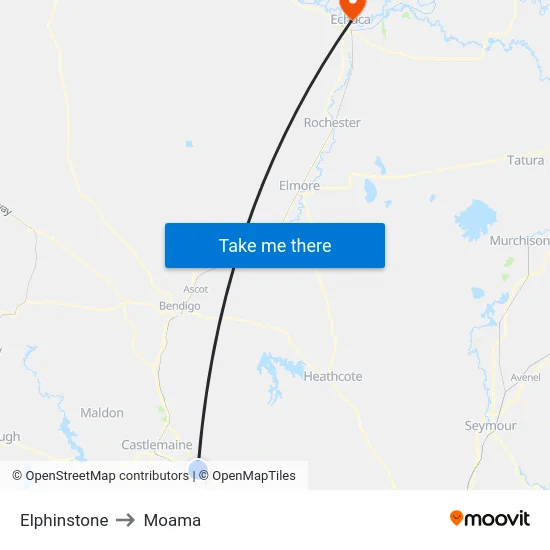 Elphinstone to Moama map