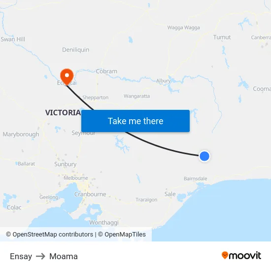 Ensay to Moama map