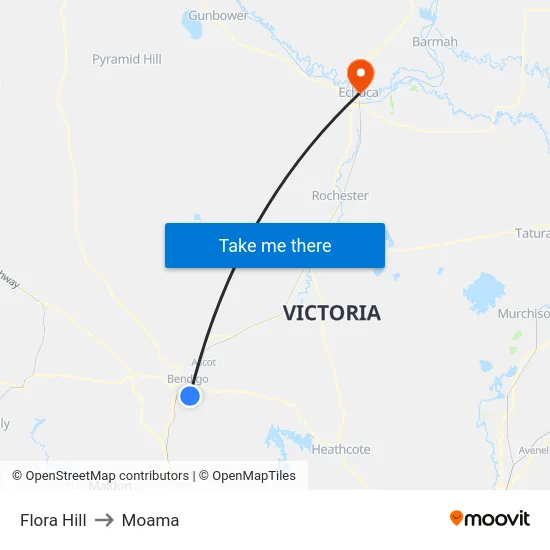 Flora Hill to Moama map