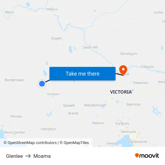 Glenlee to Moama map