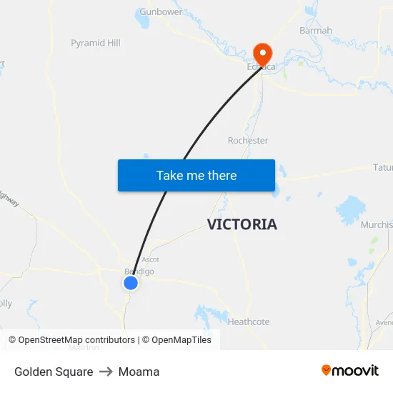 Golden Square to Moama map