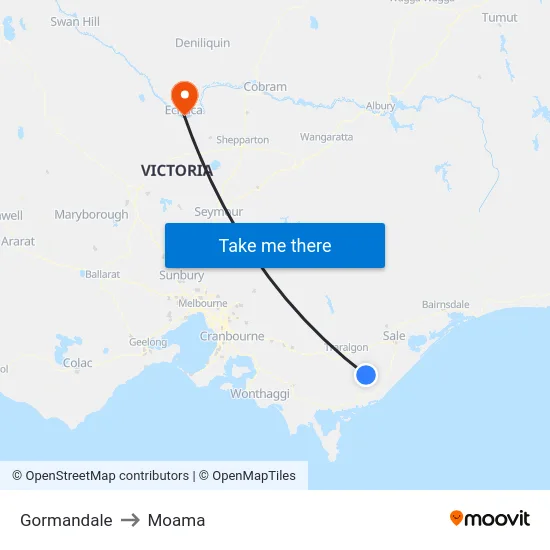 Gormandale to Moama map