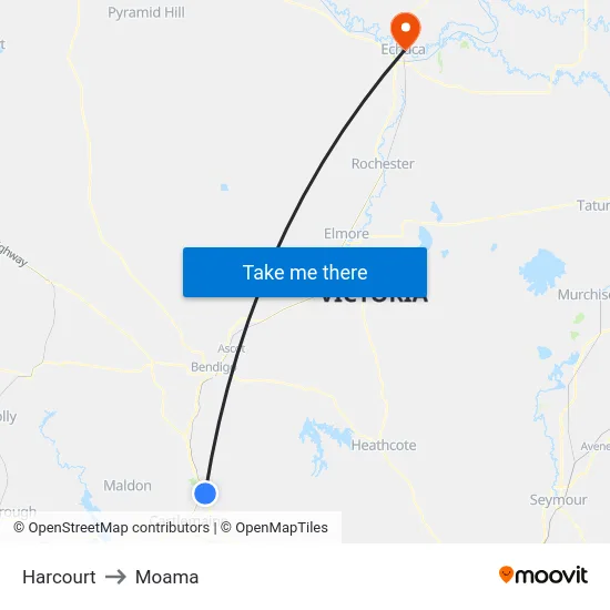 Harcourt to Moama map