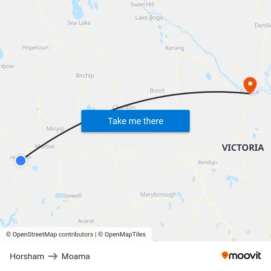 Horsham to Moama map