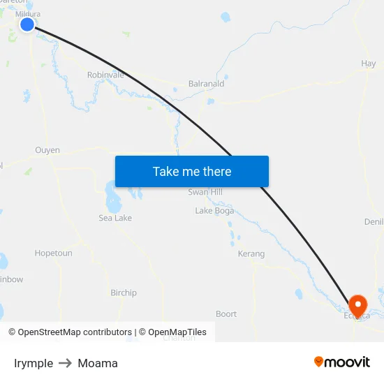 Irymple to Moama map