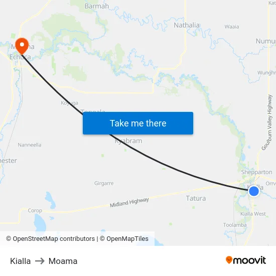 Kialla to Moama map