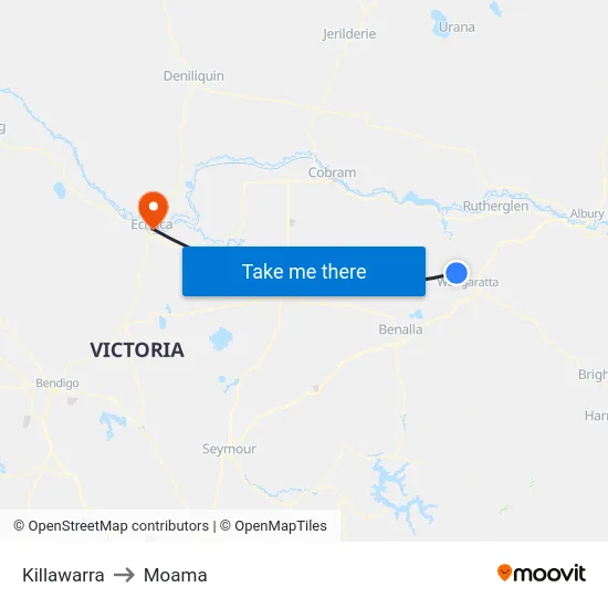 Killawarra to Moama map