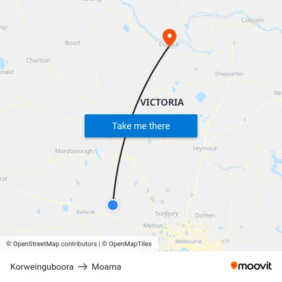 Korweinguboora to Moama map