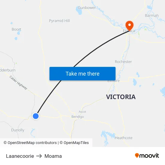 Laanecoorie to Moama map