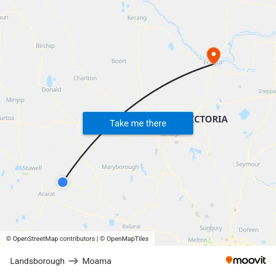 Landsborough to Moama map