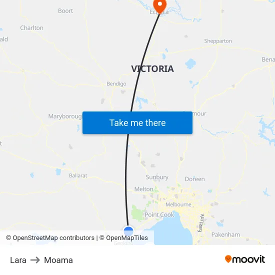Lara to Moama map