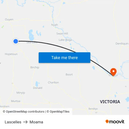 Lascelles to Moama map