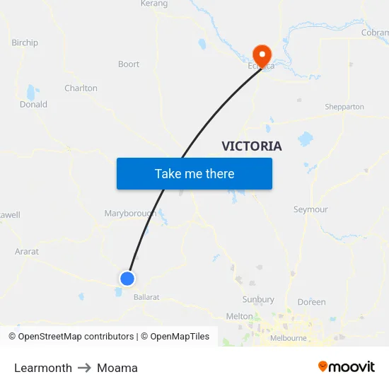 Learmonth to Moama map