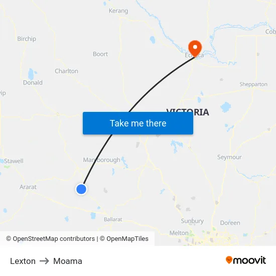 Lexton to Moama map