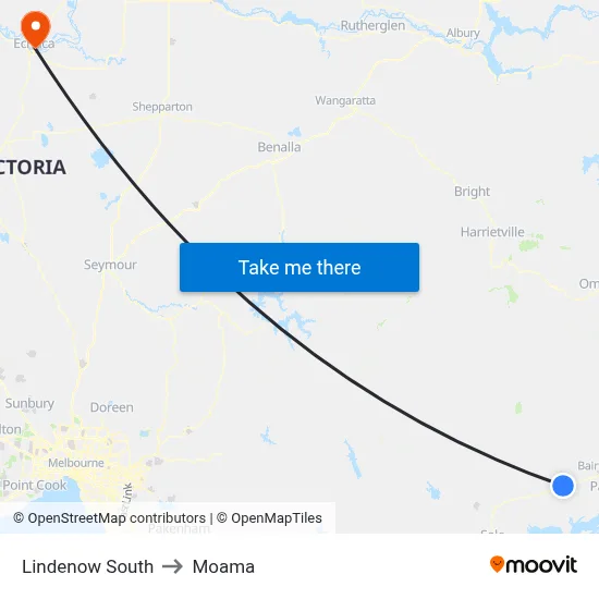 Lindenow South to Moama map