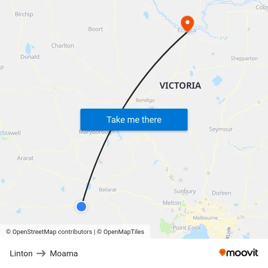 Linton to Moama map