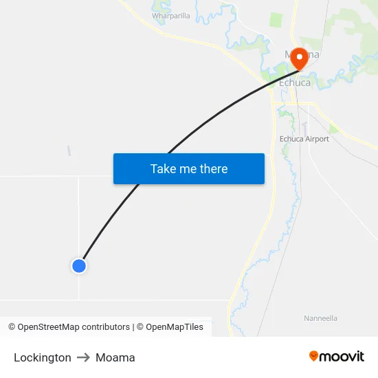 Lockington to Moama map