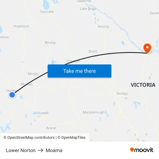 Lower Norton to Moama map