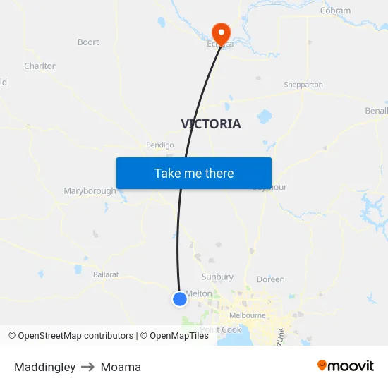 Maddingley to Moama map