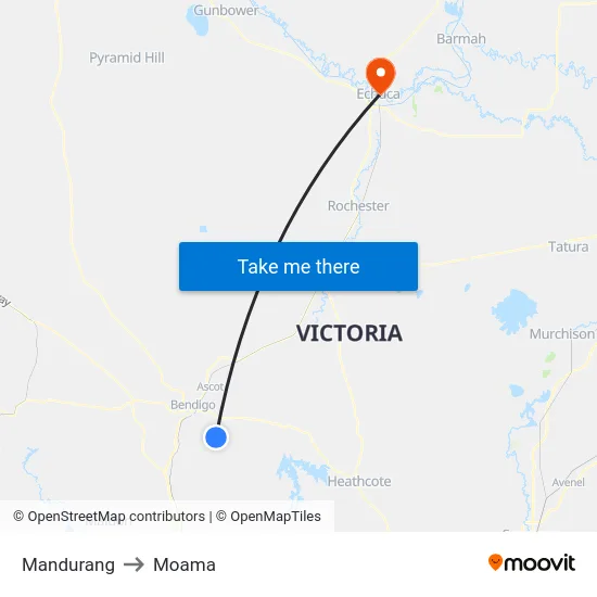Mandurang to Moama map