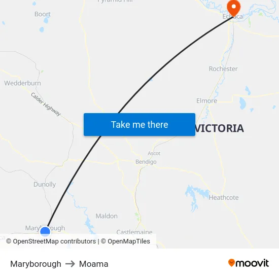 Maryborough to Moama map
