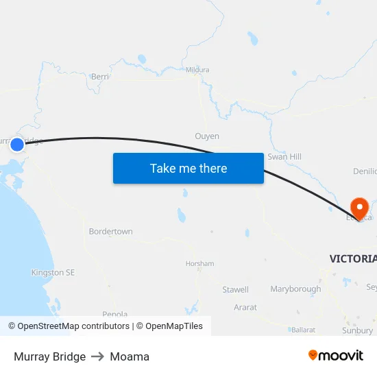 Murray Bridge to Moama map