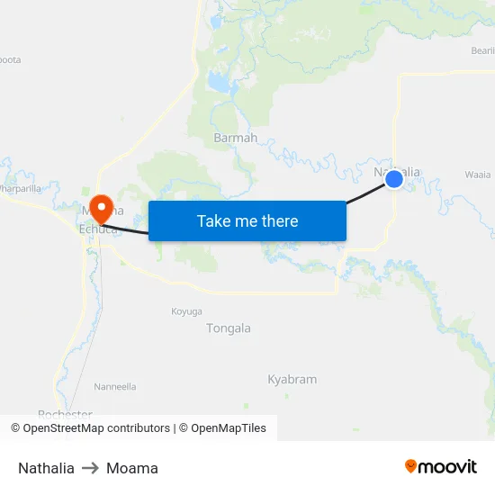 Nathalia to Moama map