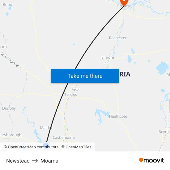 Newstead to Moama map