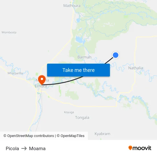 Picola to Moama map