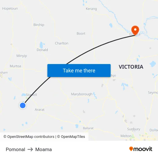 Pomonal to Moama map