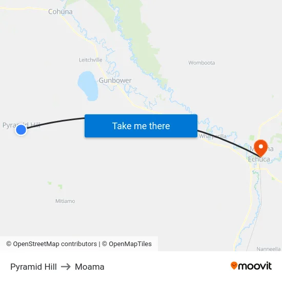 Pyramid Hill to Moama map
