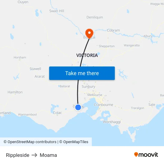 Rippleside to Moama map