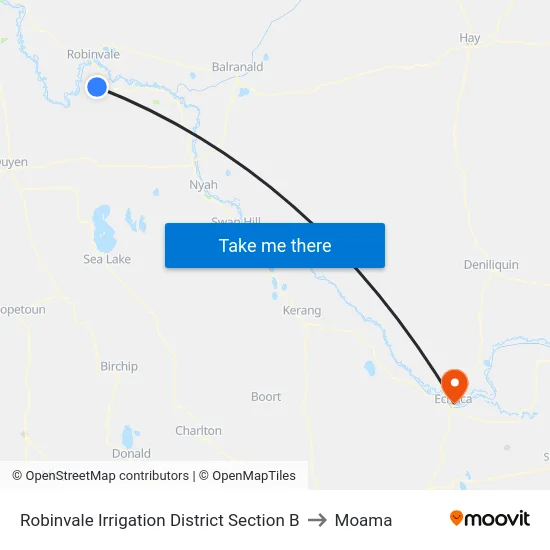 Robinvale Irrigation District Section B to Moama map