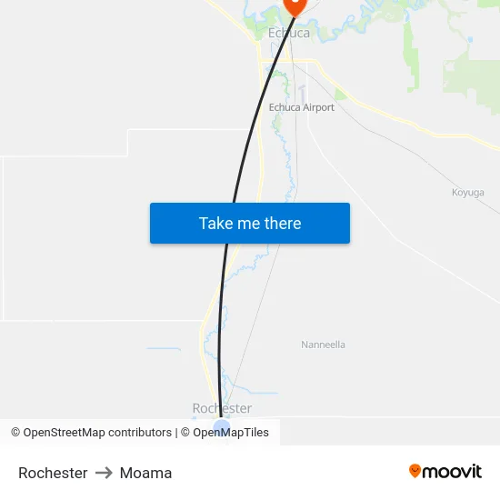 Rochester to Moama map