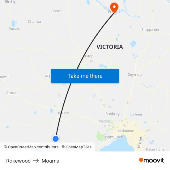 Rokewood to Moama map