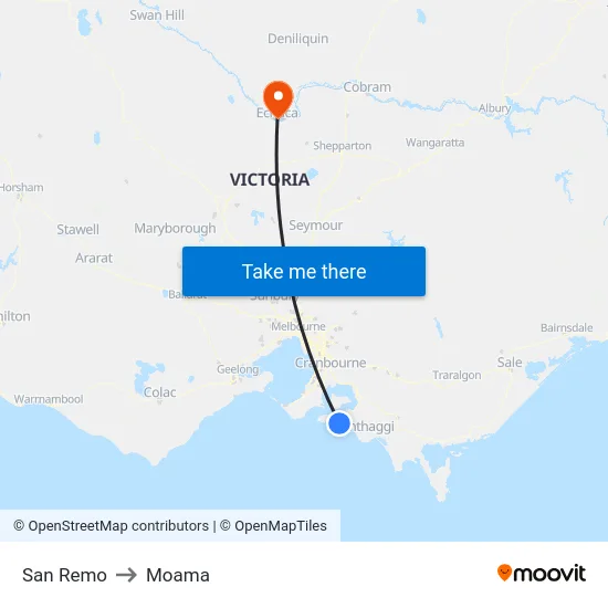 San Remo to Moama map