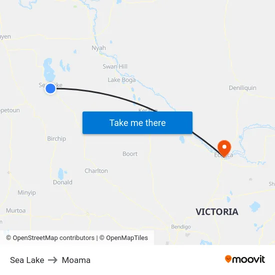 Sea Lake to Moama map
