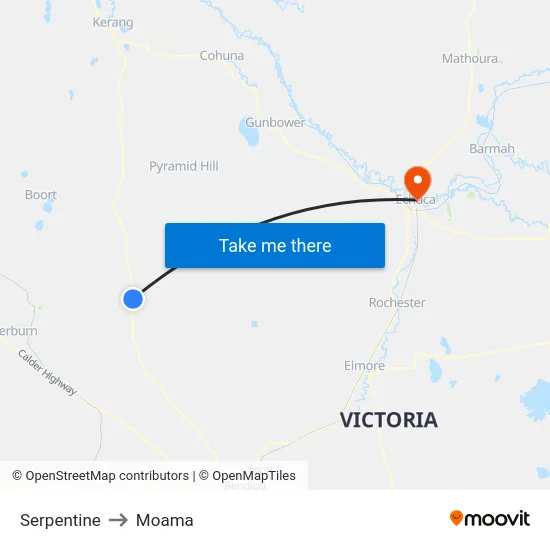 Serpentine to Moama map