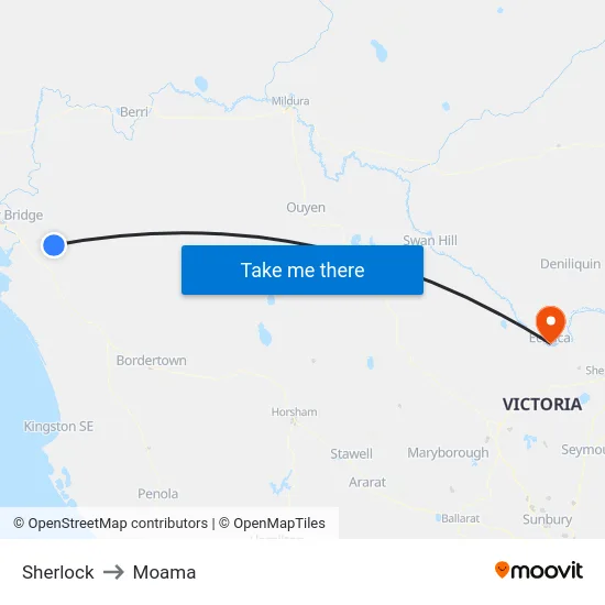 Sherlock to Moama map